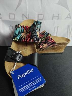 Papillio By Birkenstock $130 Women's 38 (7) Lola Wedge Sandals Flower Frill